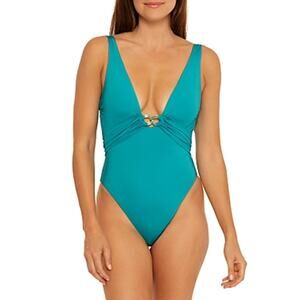 Trina Turk Women's Monaco Plunge Chain Hardware One-Piece Swimsuit 12